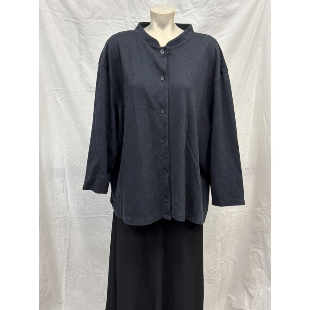 Bechamel Womens Cotton Black Button Front Collar Shirt Size 3X Long Sleeve
